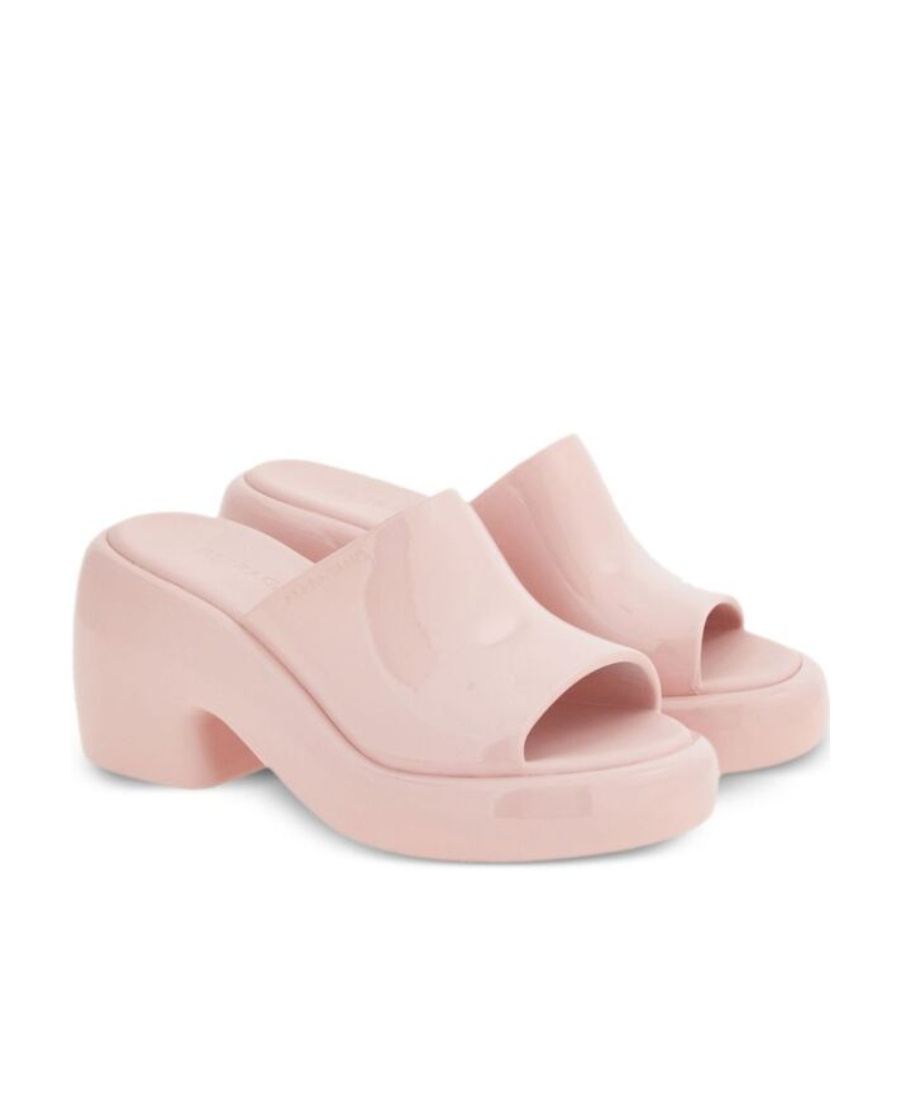 Ferragamo Deva Rubber Platform Mule In Pink