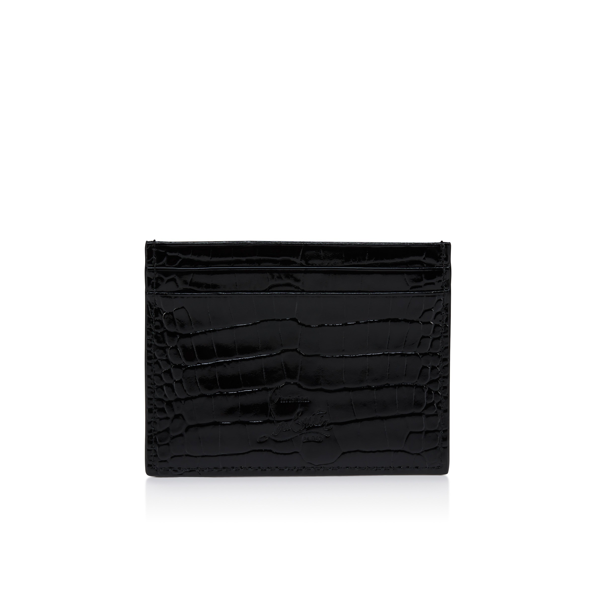 Christian Louboutin Mens Black Mooncrest Embossed Leather Card Holder In Black