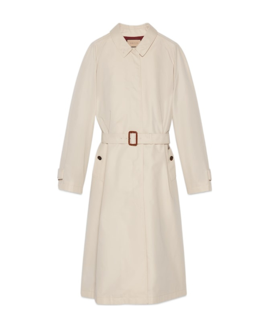 Gucci Belted Gabardine Trench Coat In Nude