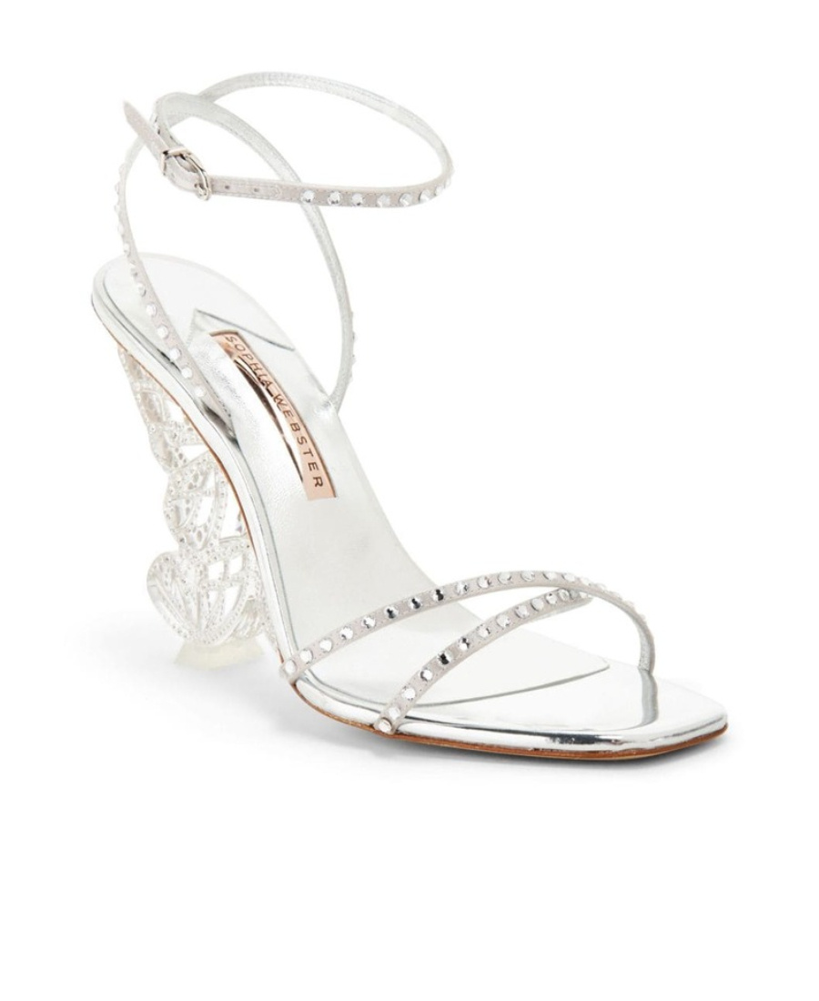Sophia Webster Paloma Crystal Butterflies-heel Sandals In White