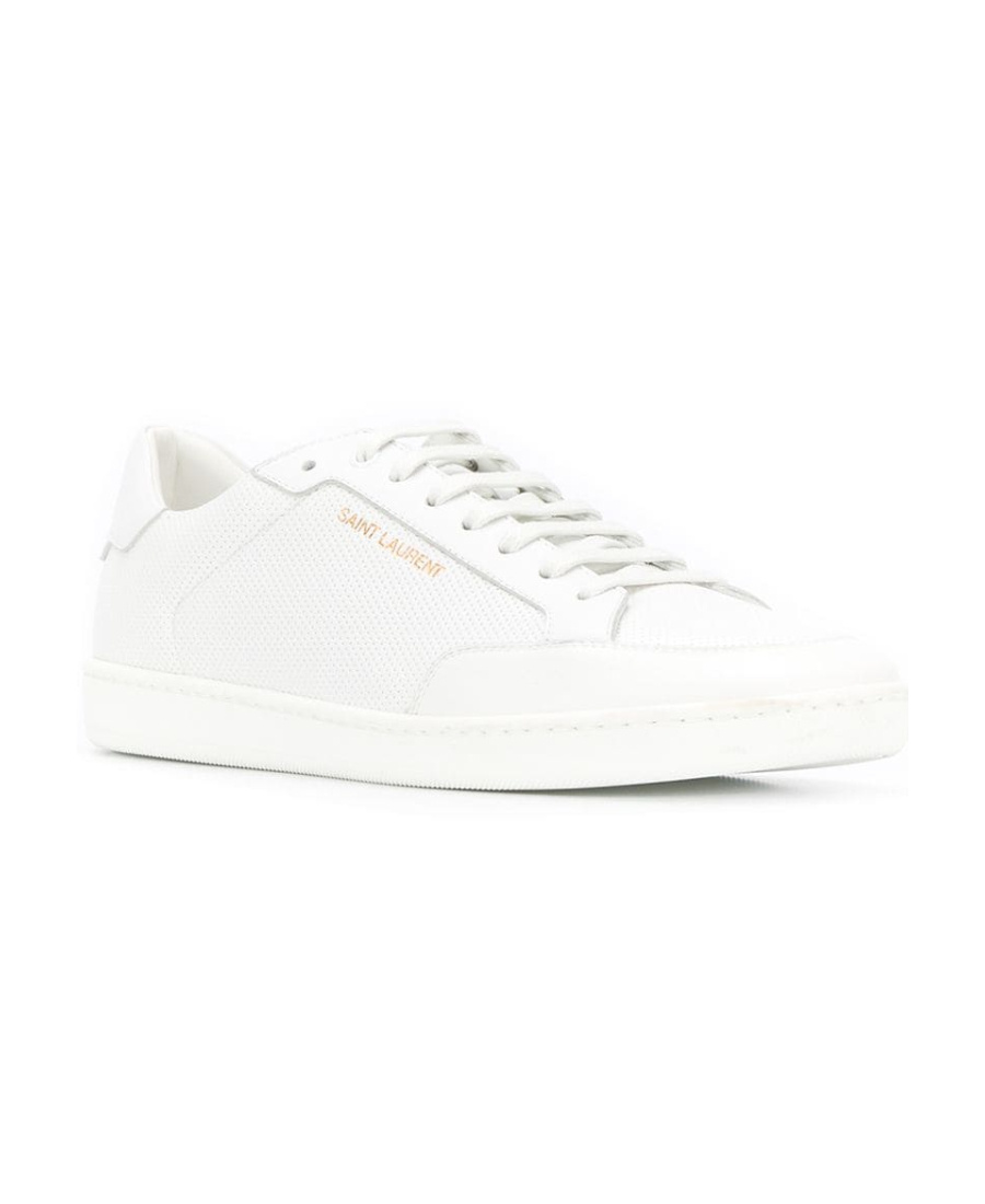 Saint Laurent Low-top Leather Sneakers Round Toe In White