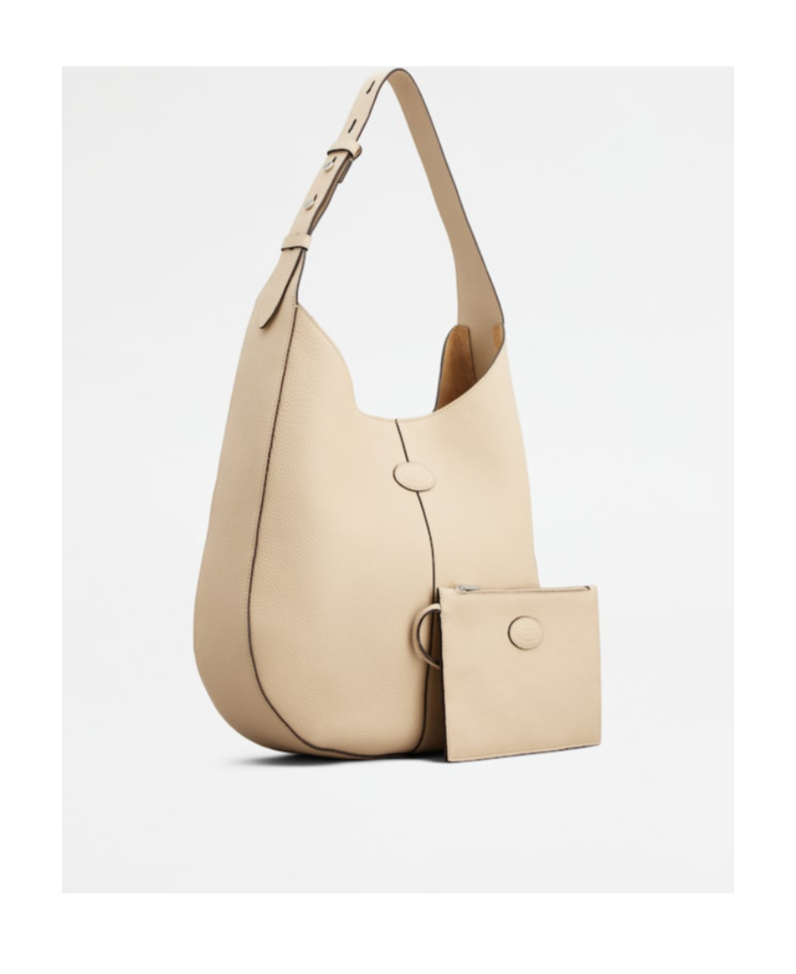 Tod's Small Oboe Leather Tote Bag In Nude