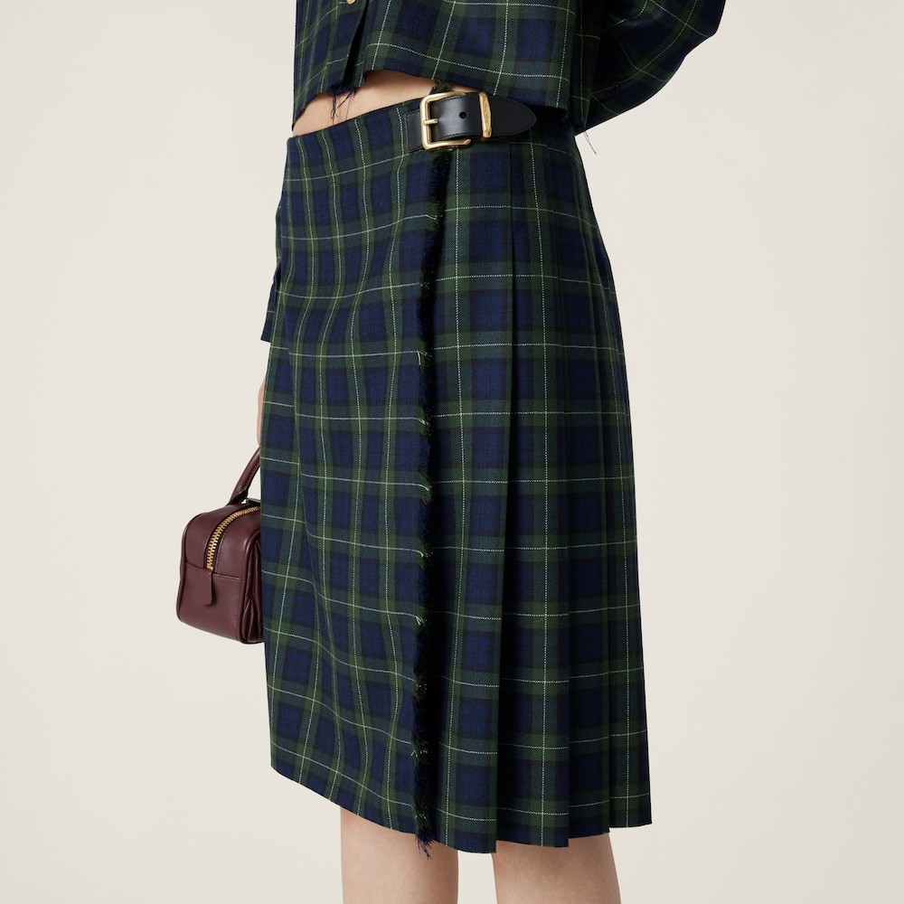 MIU MIU PLEATED TARTAN SKIRT