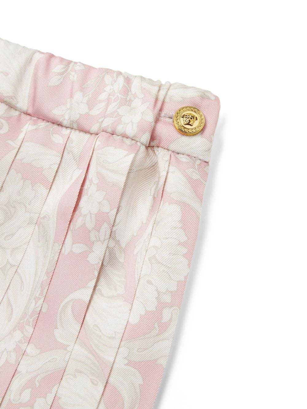 Versace Barocco-print Pleated Miniskirt In White