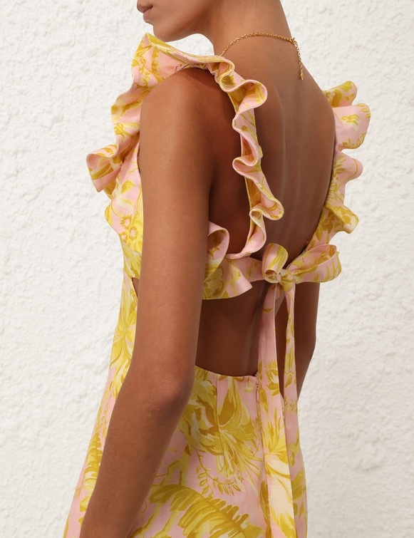 Shop Zimmermann Ruffled Mini Dress In Yellow