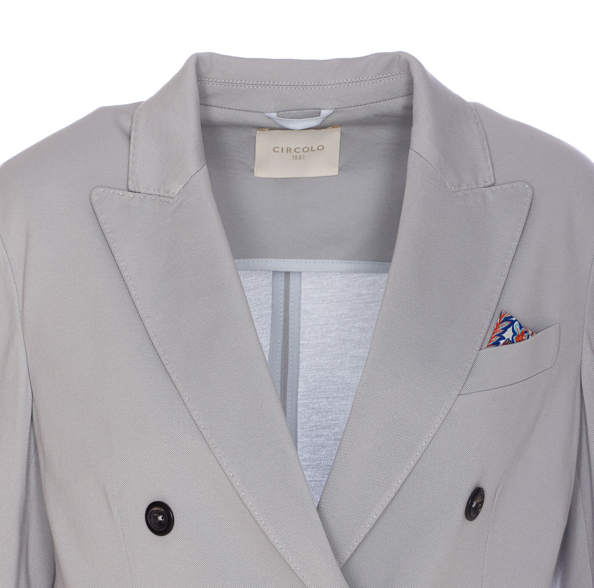 Circolo 1901 Double-breasted Cotton Jacket With American Rear Vent In White