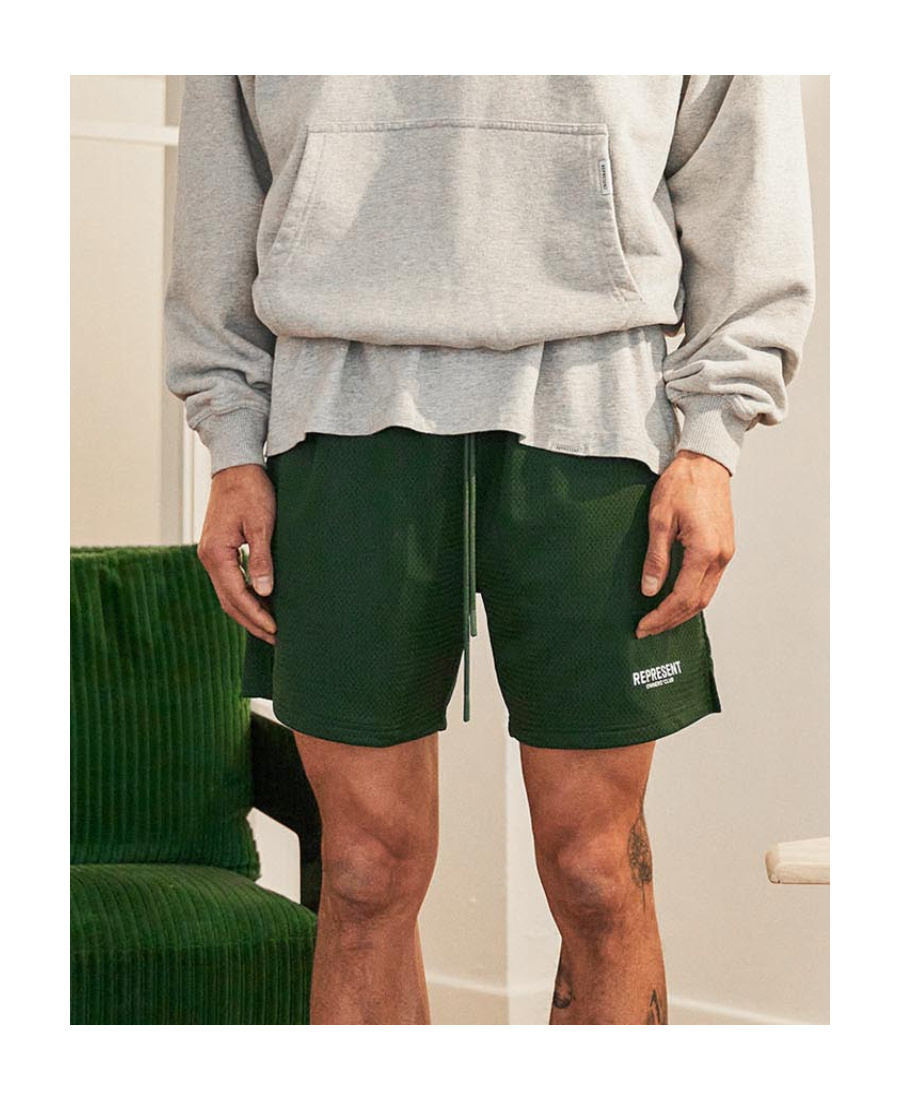 Represent Logo-print Drawstring Running Shorts In Green