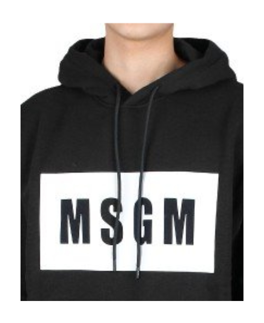 Msgm Logo-print Cotton Hoodie In Black