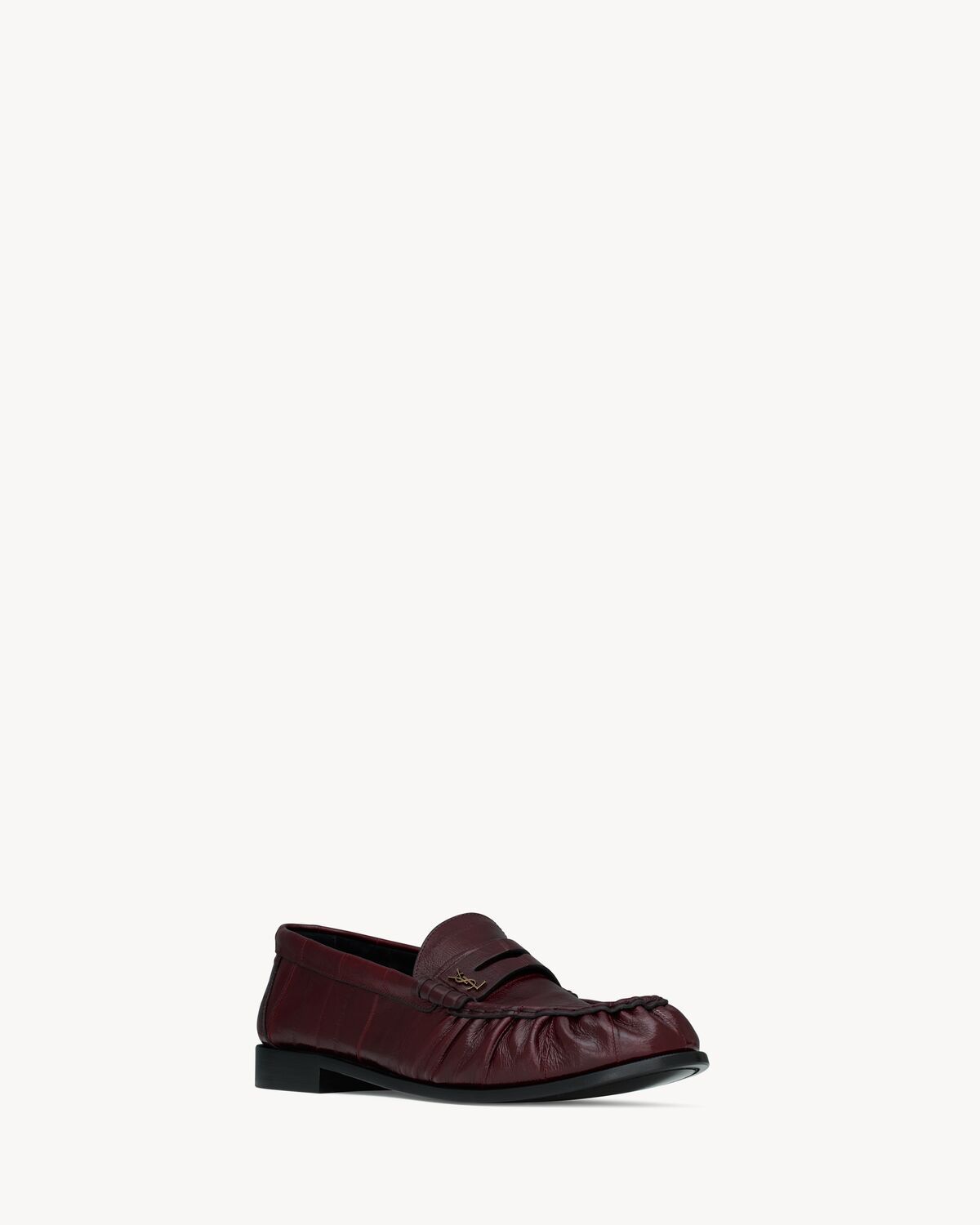 Saint Laurent Leather Le Loafers In Burgundy