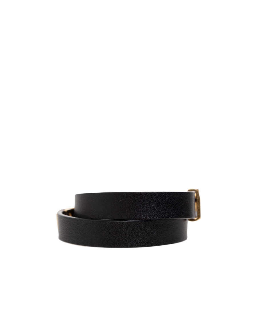 Saint Laurent Ysl Logo-plaque Leather Bracelet In Black