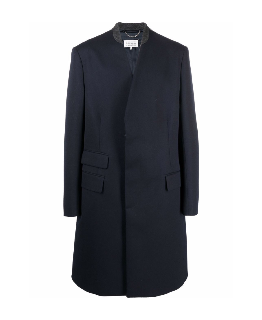 Maison Margiela Cavalry Single-breasted Wool Coat In Black