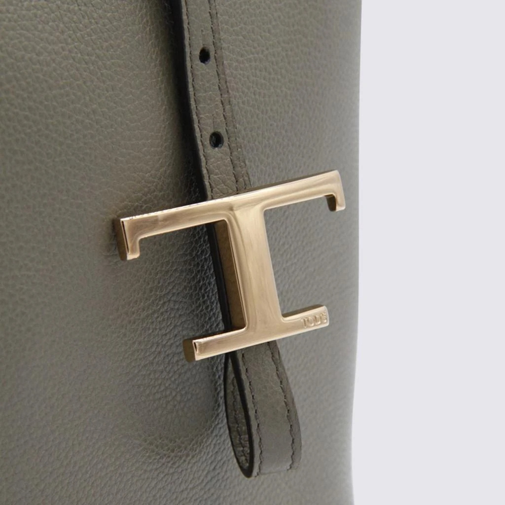 Tod's T-buckle Leather Shoulder Bag In Gray