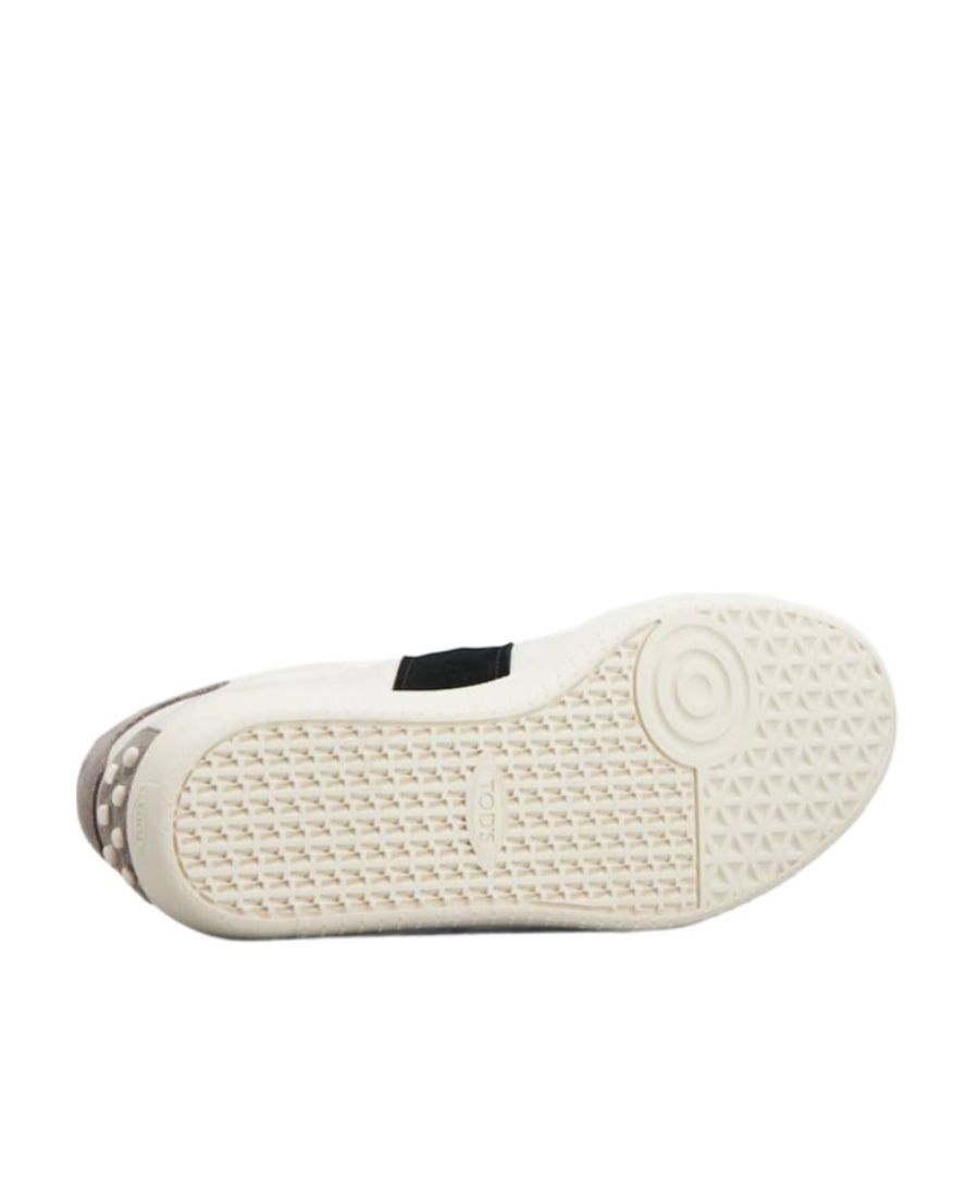 Tod's Color-blocked Leather Sneakers With Signature Gommino Sole In Gray