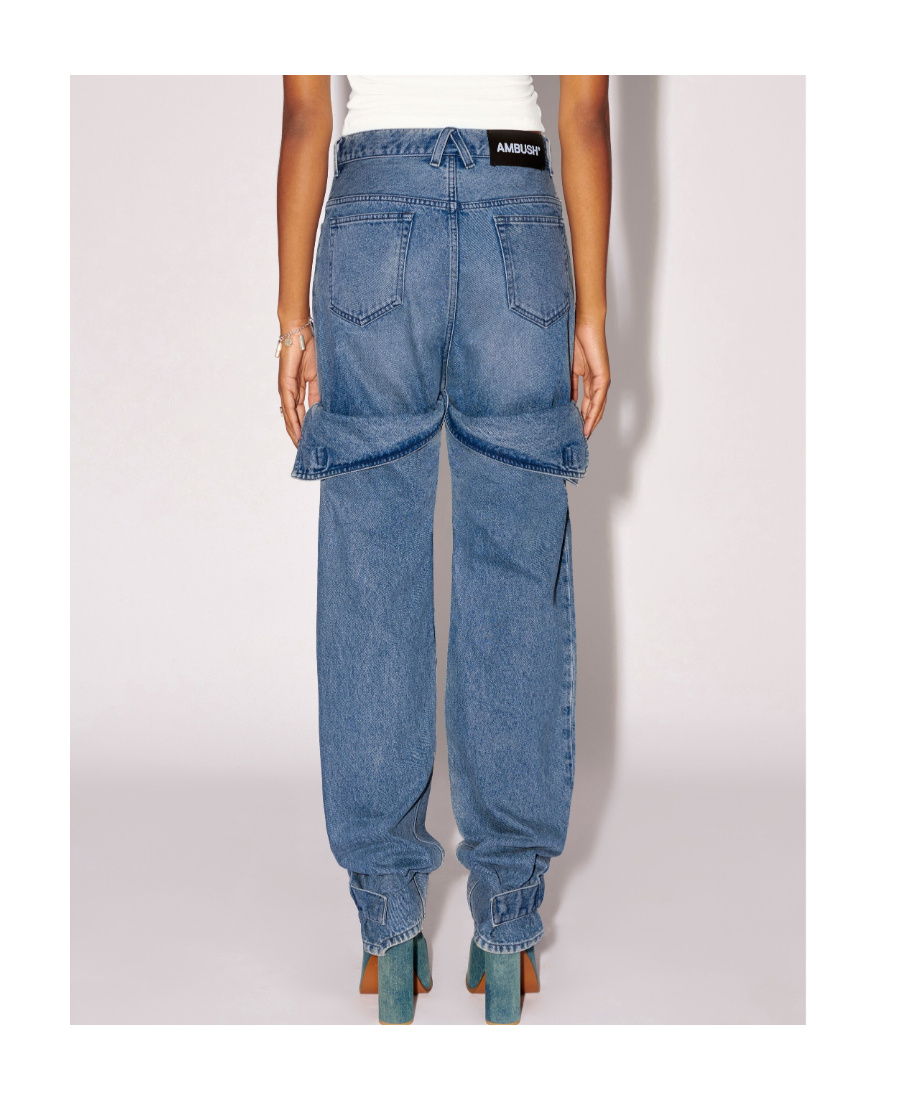 Ambush Detailed Straight-leg Jeans In Blue