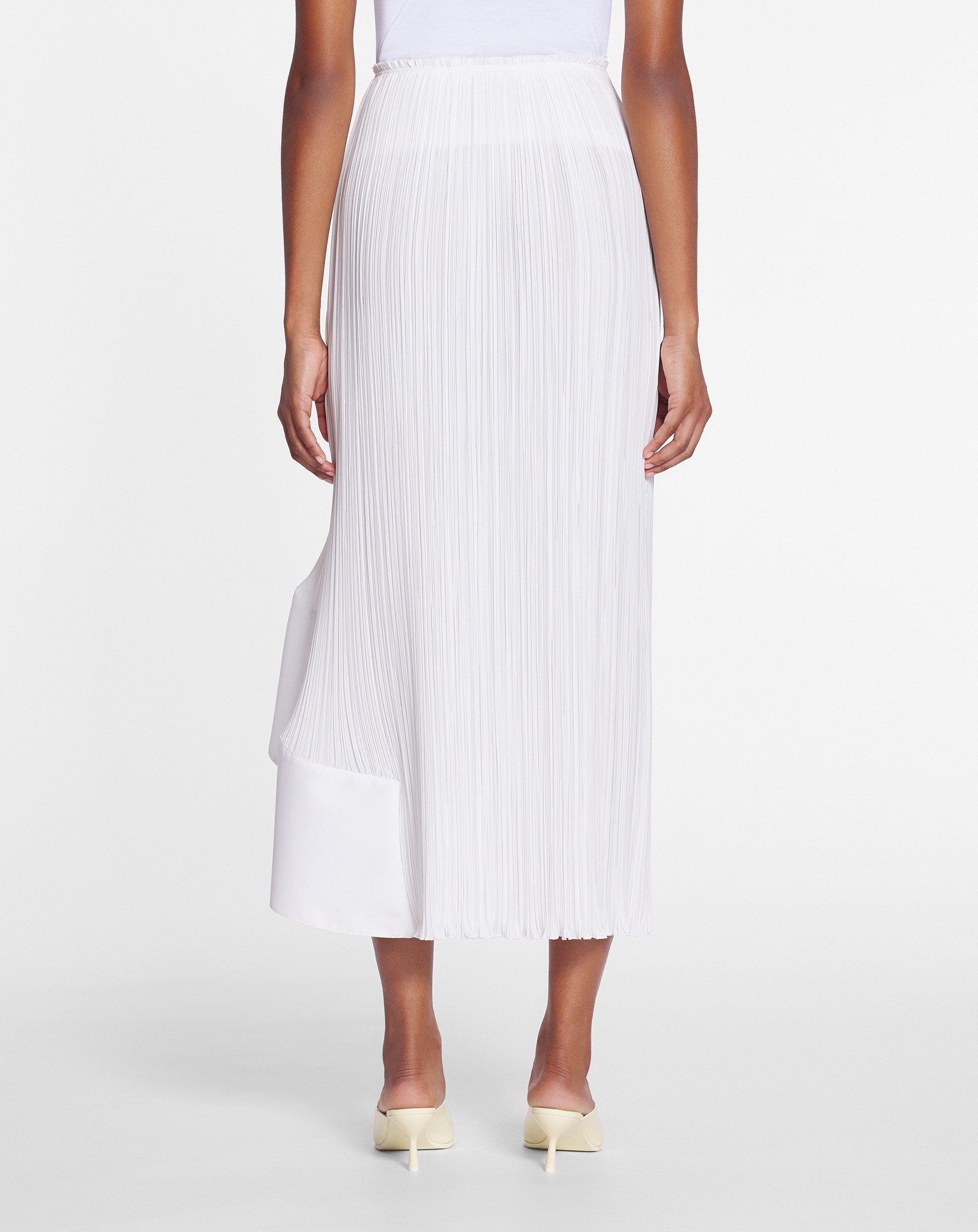 Lanvin Pleated High Waist Midi Skirt In White