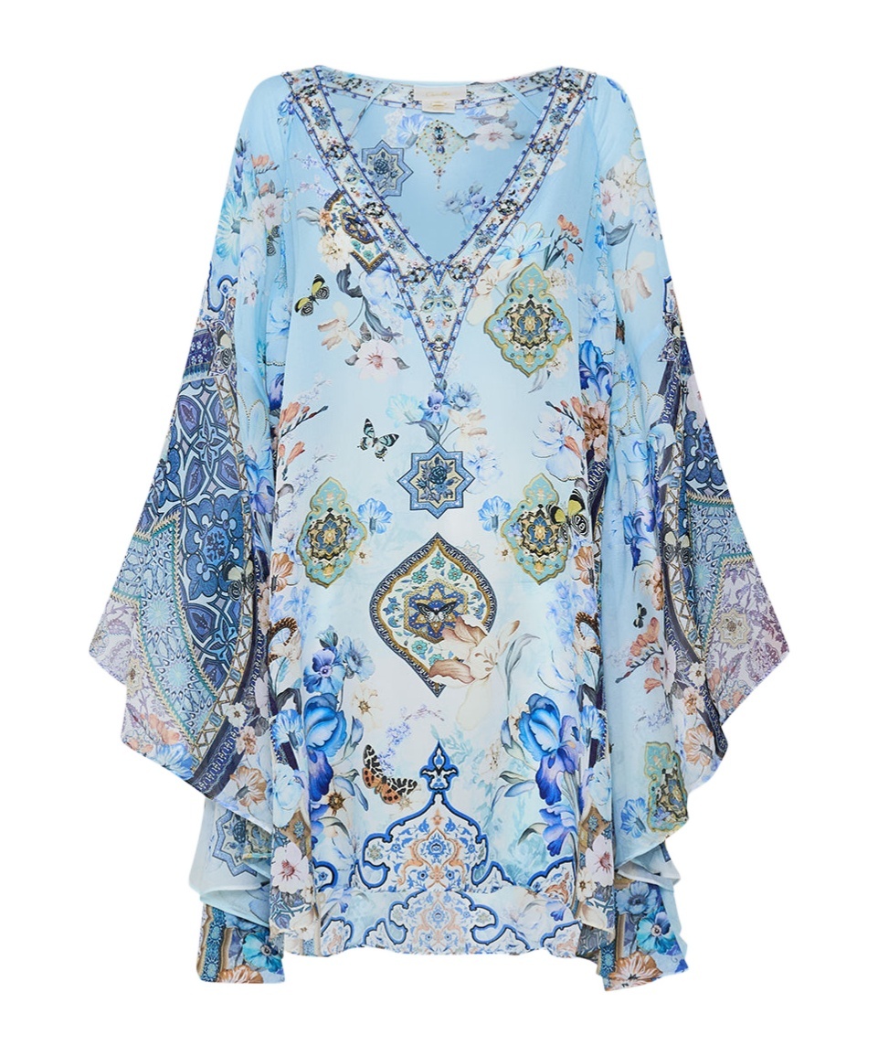 Camilla Raglan Sleeve Flared Kaftan Al Manial Palace Memoirs In Blue