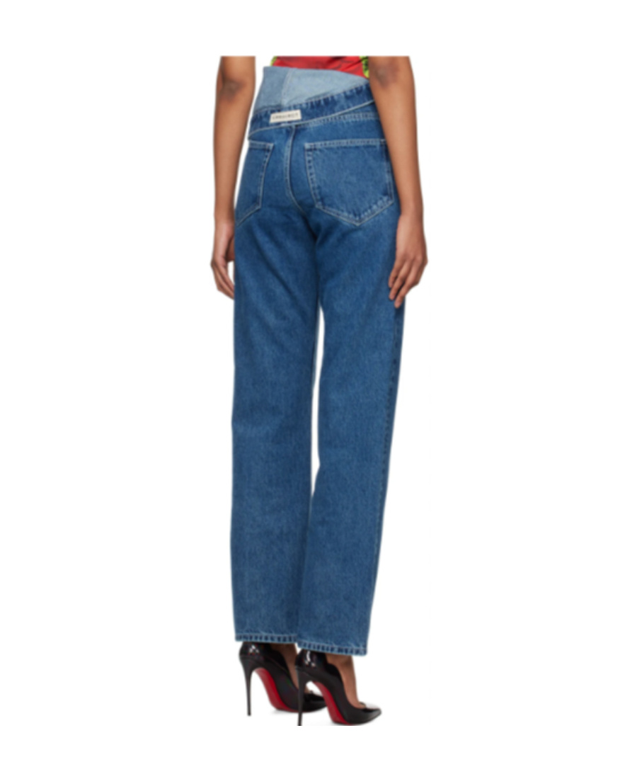 Y/project Asymmetric Waist Five-pocket Jeans In Blue
