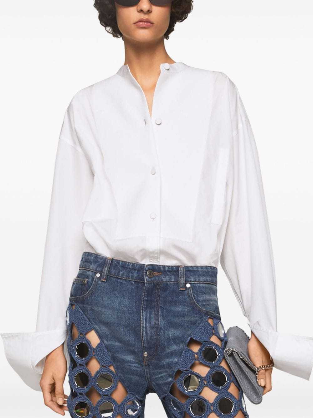 Stella Mccartney Long-sleeved Plastron Shirt In White