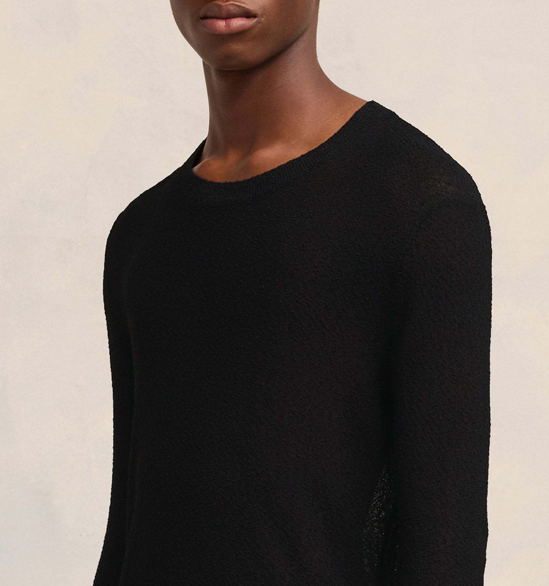 Shop Ami Alexandre Mattiussi Round-neck Long-sleeved Sweater In Black