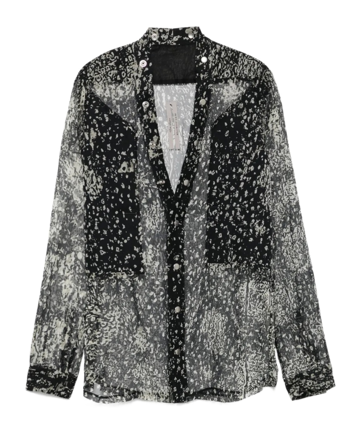 Rick Owens Men's Gauze Wolfish-print Larry Shirt In Black