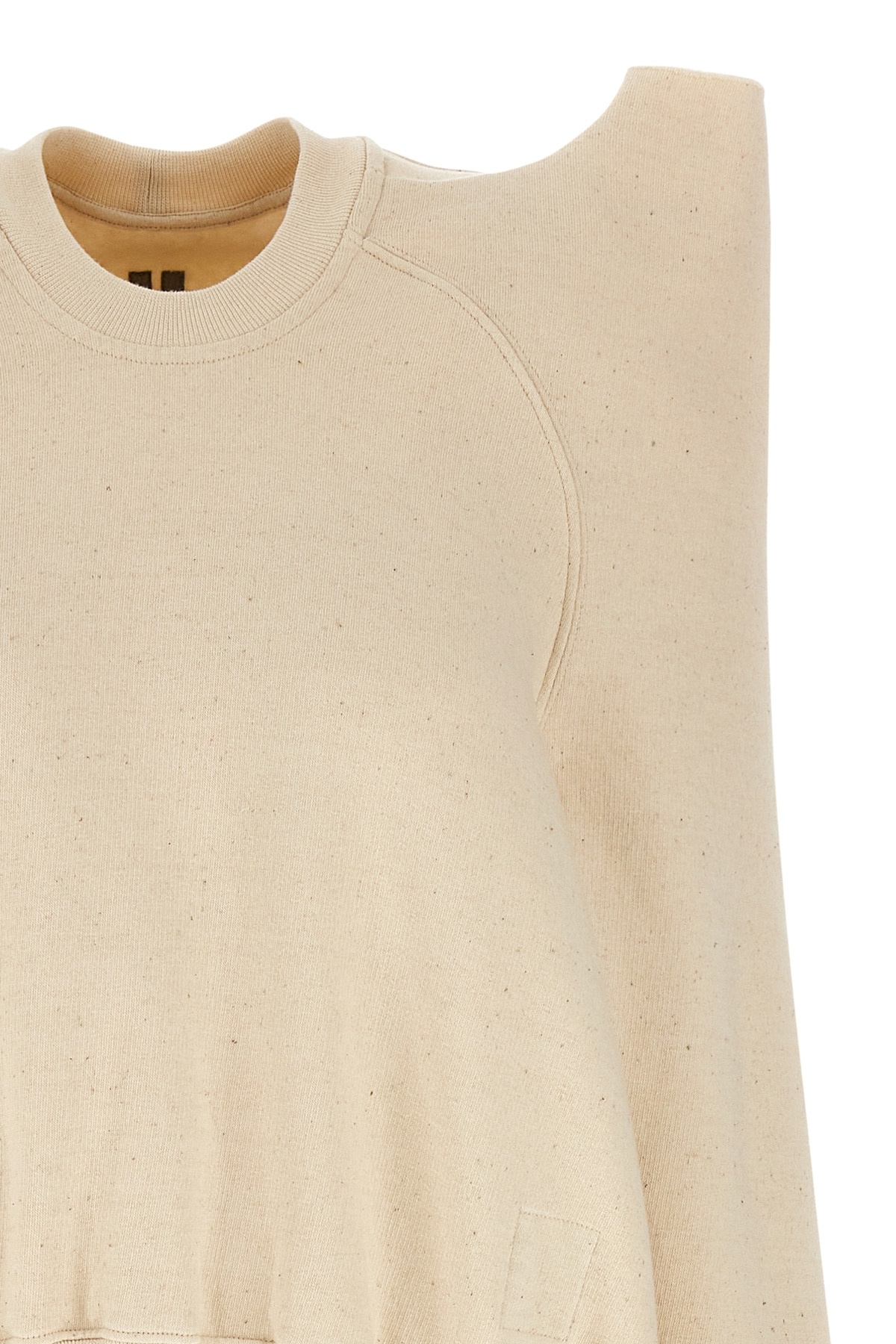 Rick Owens Drkshdw 'techsweat' Sweatshirt With Raglan Sleeves And Cut-out Shoulders In Nude