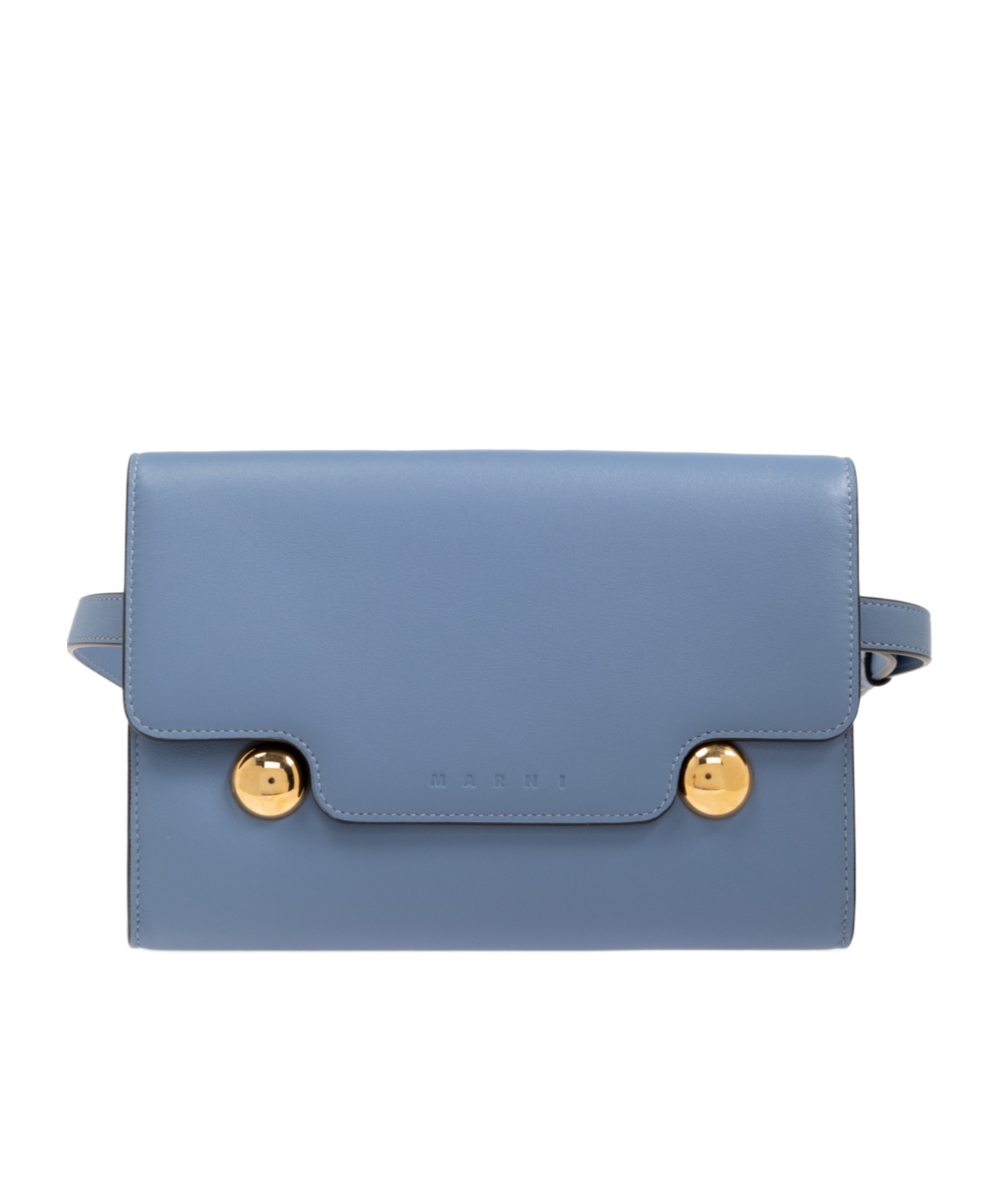 Shop Marni Trunkaroo Leather Belt Bag In Blue