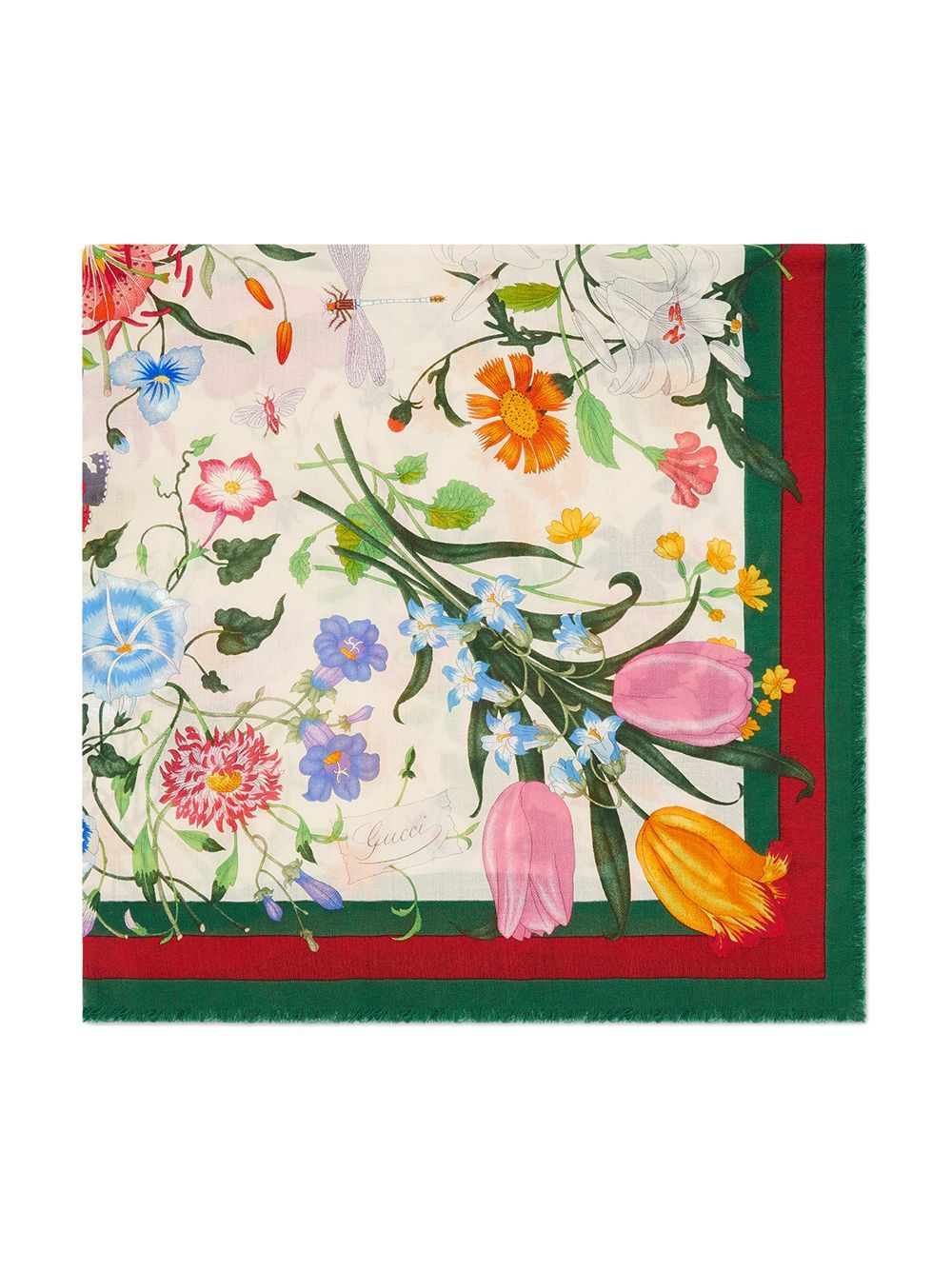 Gucci Flora Web Print Shawl In Nude