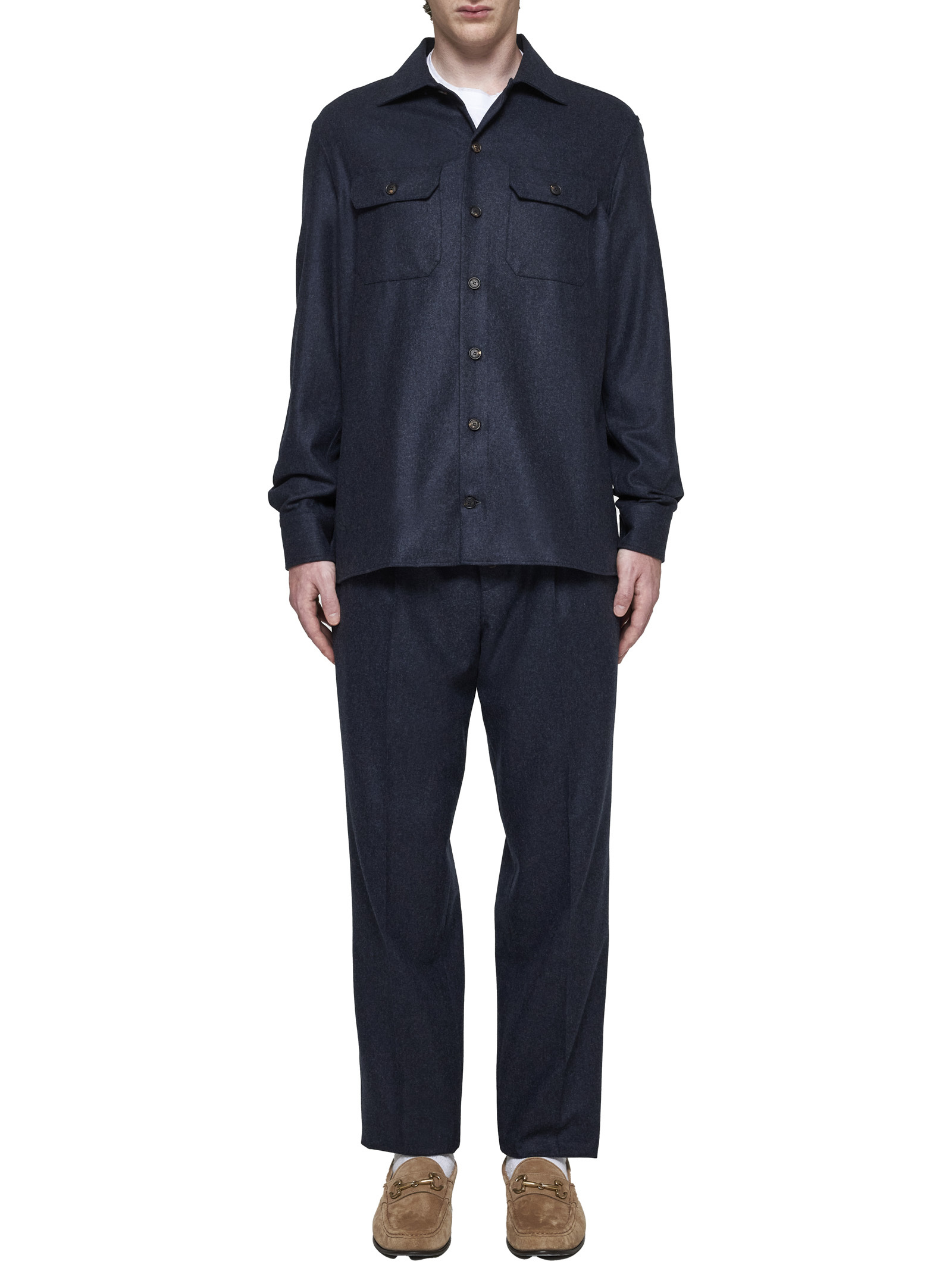 Brunello Cucinelli Ankle Length Straight Leg Trousers With Front Pleats In Black