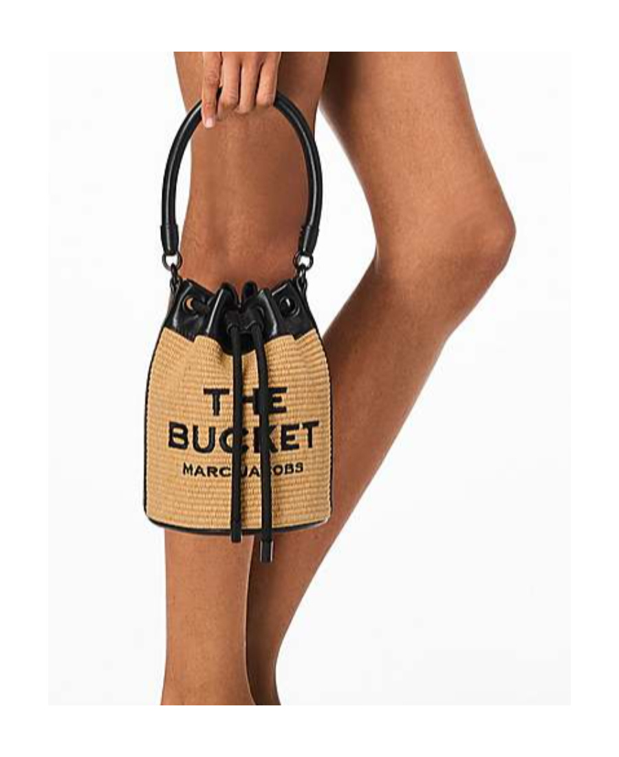 Marc Jacobs The Bucket Raffia Effect Bag In Black