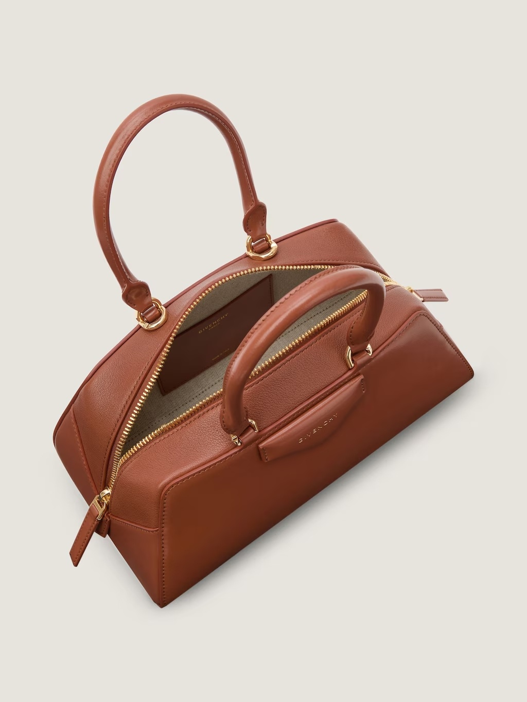 Givenchy Caramel Leather Small Antigona Handbag In Brown
