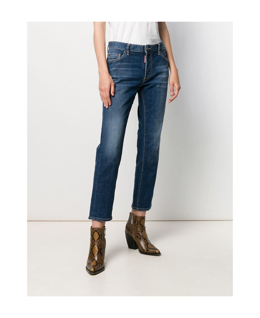 Dsquared2 Washed Cropped Jeans In Blue