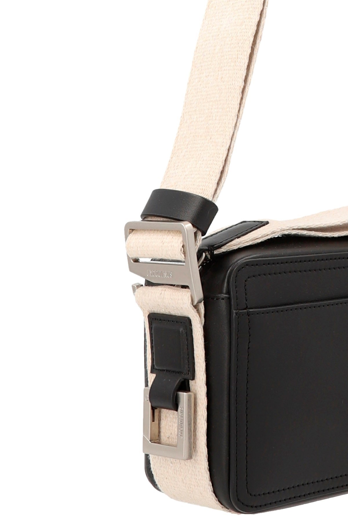 Jacquemus Le Cuerda Canvas-trimmed Leather Messenger Bag In Black