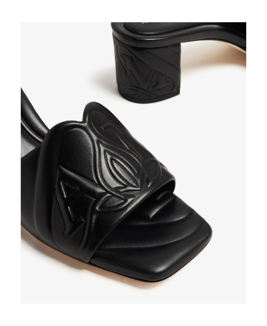 Alexander Mcqueen Seal Leather Sandals In Black