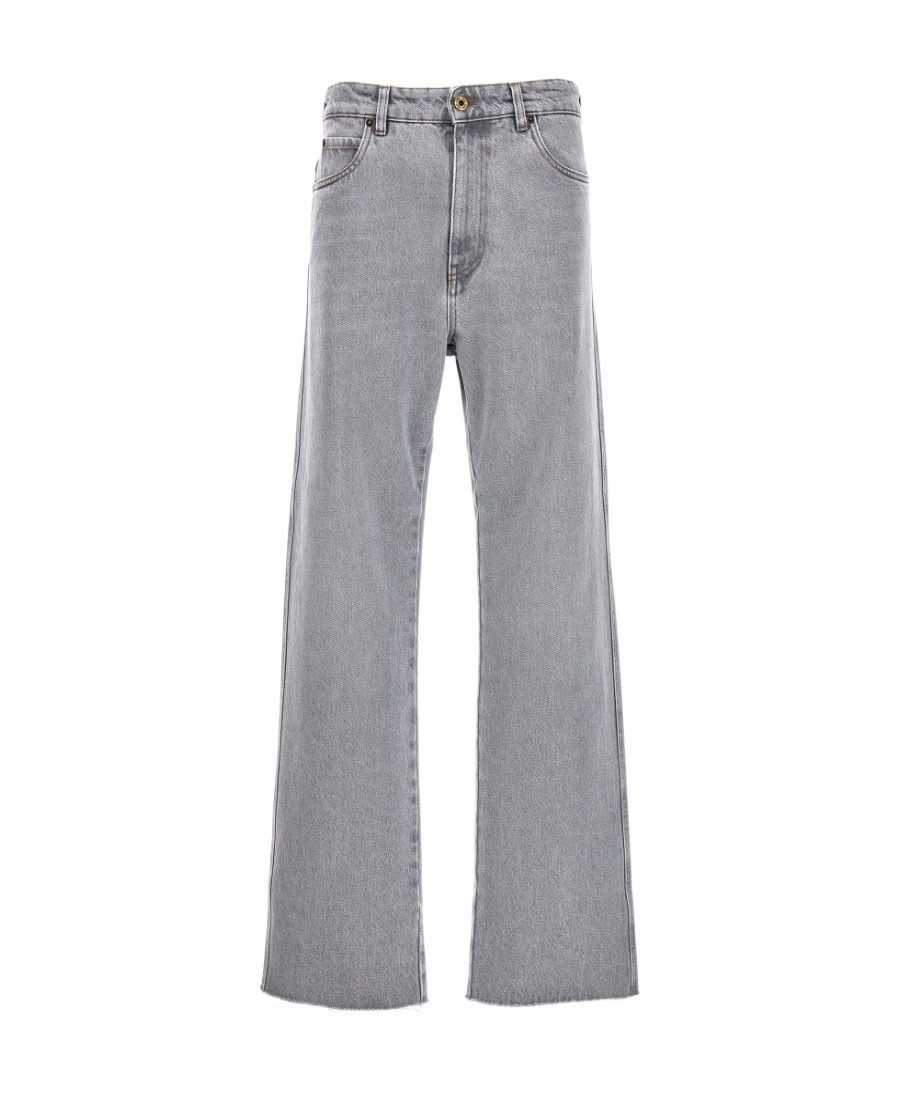 Miu Miu Logo Jeans In Gray