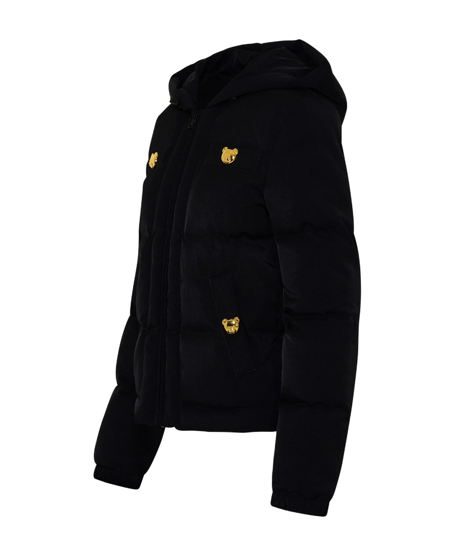 Moschino Quilted Shell Hooded Jacket In Black