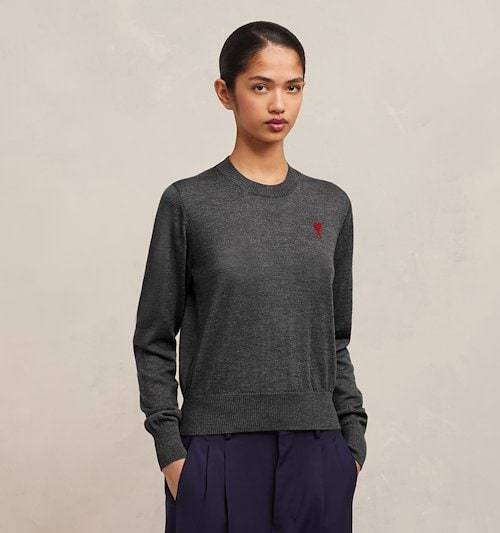 Ami Alexandre Mattiussi Ami Paris Ami De Coeur Logo Embroidered V-neck Cardigan In Black