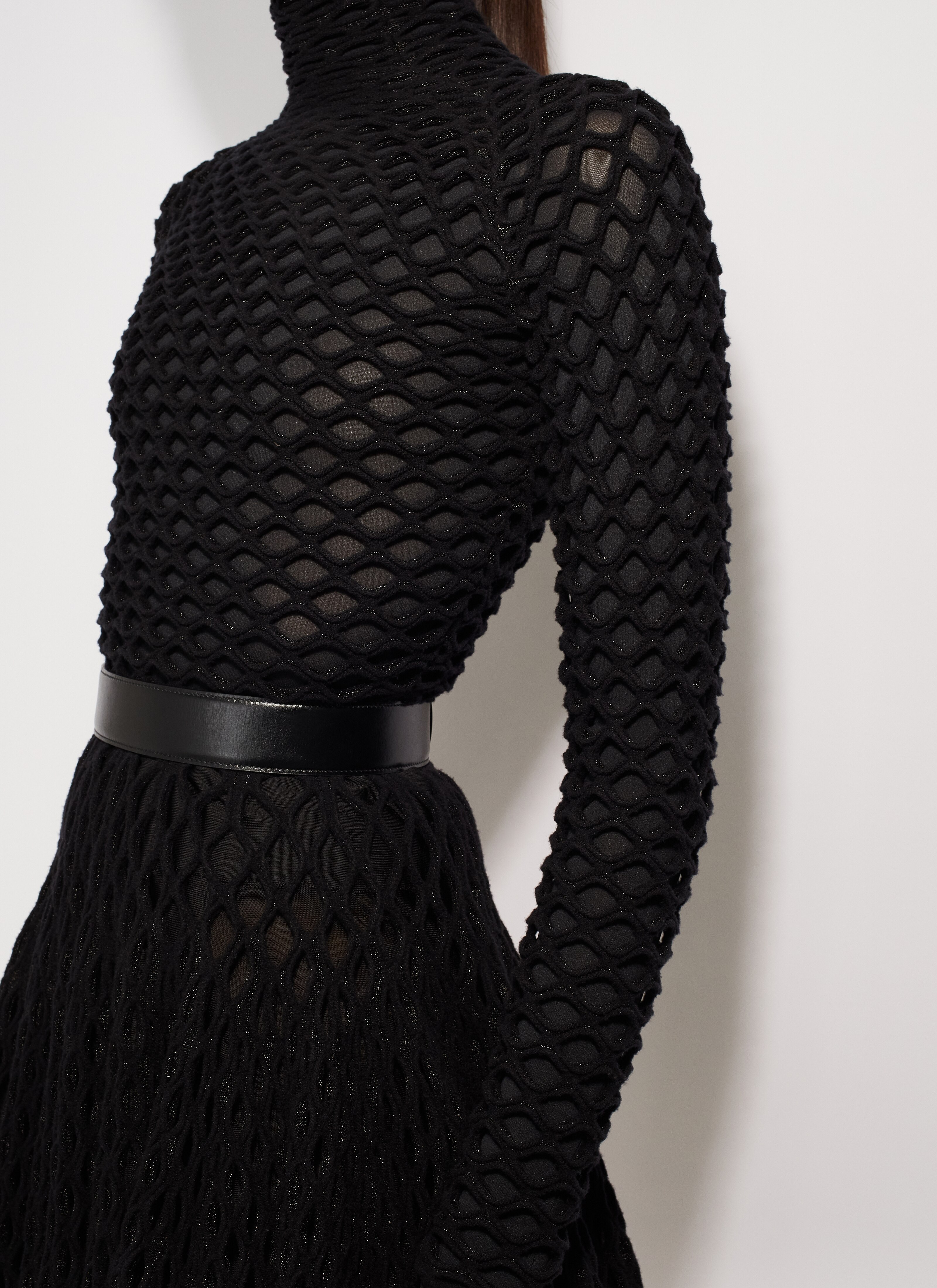 Alaïa Cage High Neck Knitted Top In Black