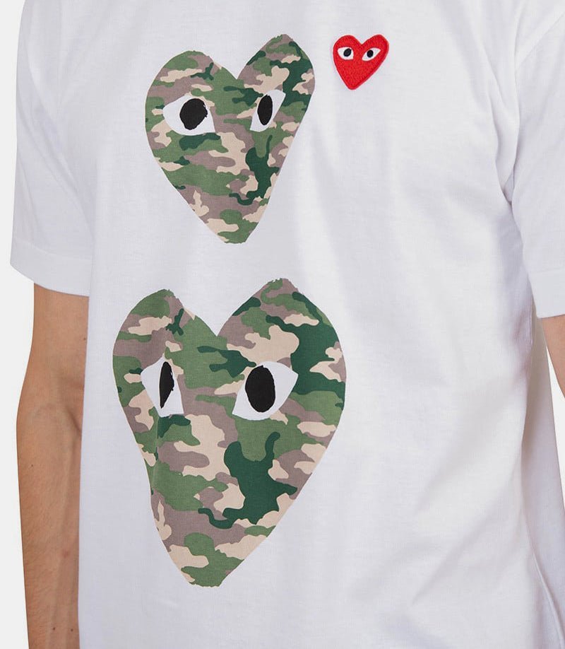 Comme Des Garçons Play Comme Des Garcons Play Camouflage Large Small Short Sleeve White