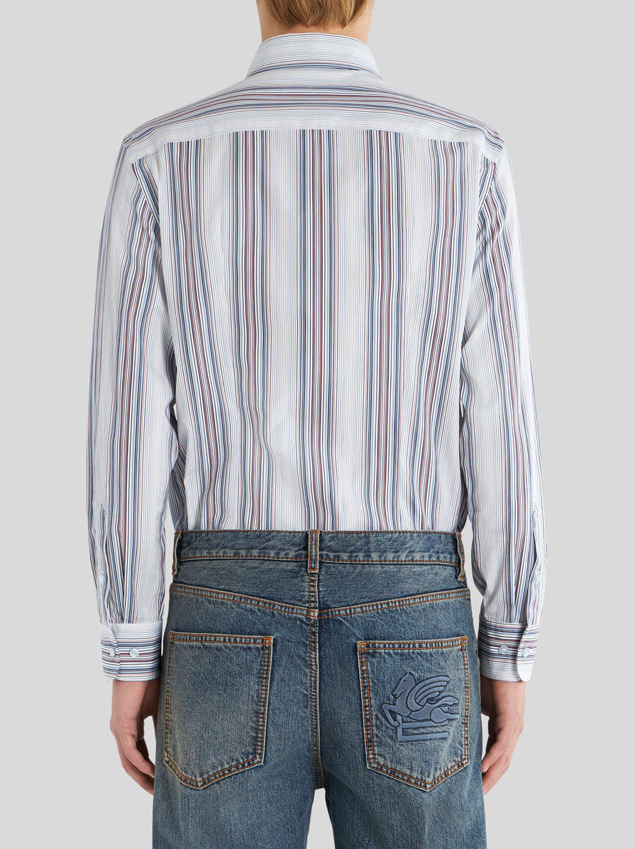 Etro Classic Striped Button-down Shirt In Gray