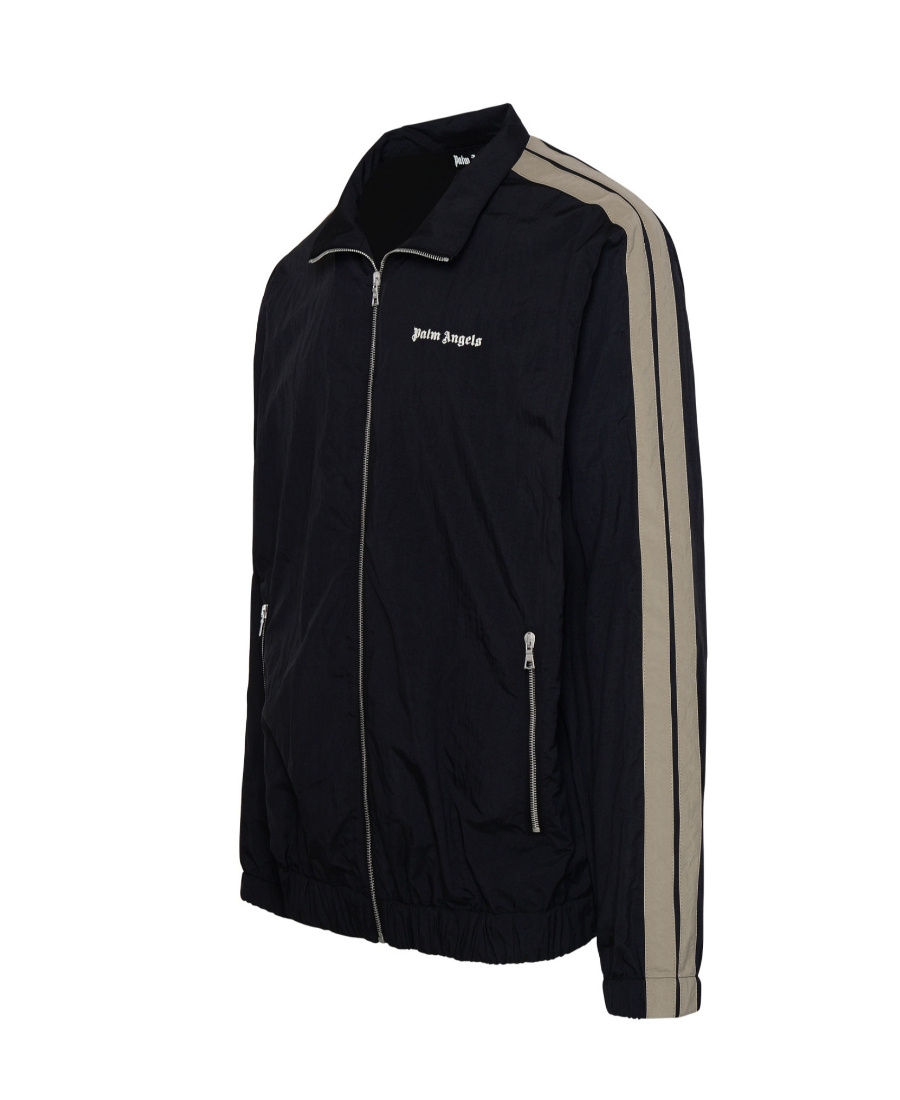 Palm Angels Black High Neck Sweatshirt With Logo Lettering On The Front In Wool Blend Man In Black