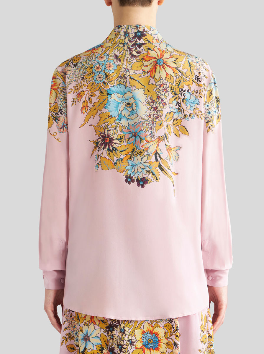 Shop Etro Floral-print Crepe De Chine Shirt In Pink