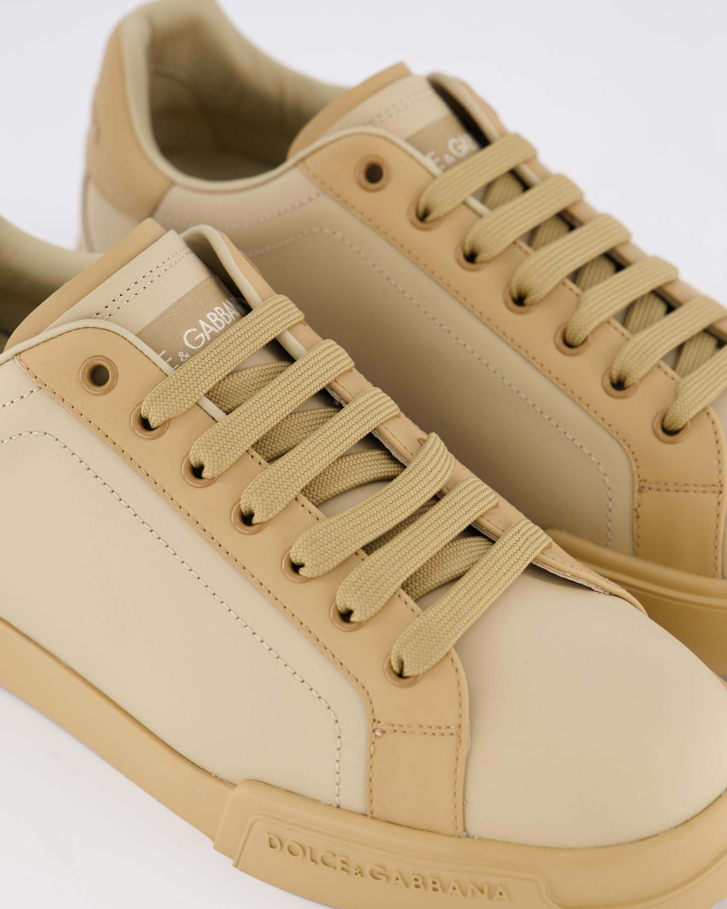 Dolce & Gabbana Lace-up Low-cut Sneakers In Nude
