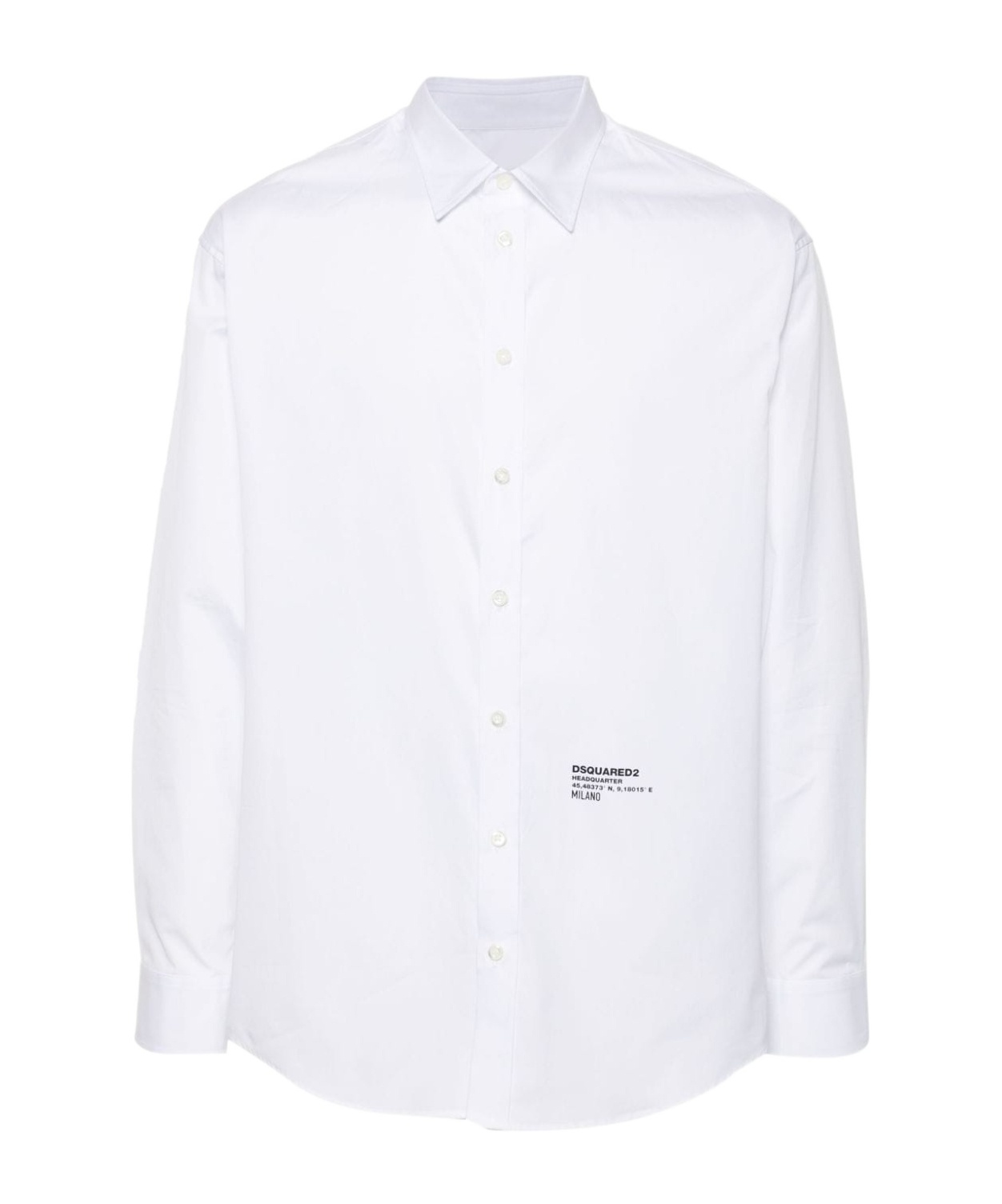 Shop Dsquared2 Logo Printed Curved Hem Shirt In White