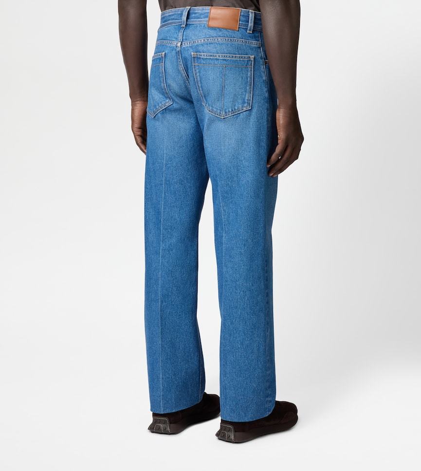 Tod's Leather-patch Five-pocket Jeans In Blue