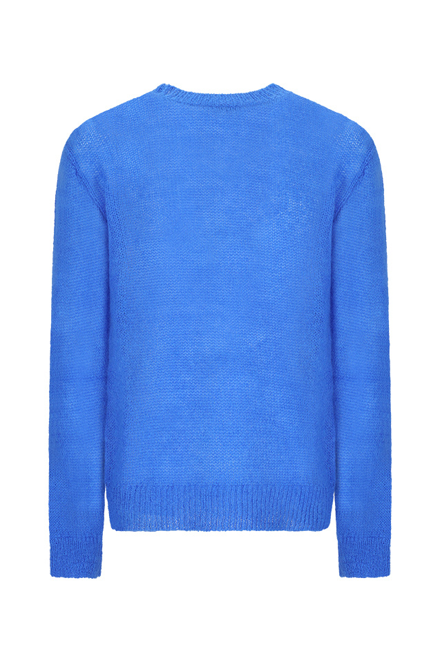 Dsquared2 Mohair Blend Crew Neck Long Sleeve Sweater In Blue