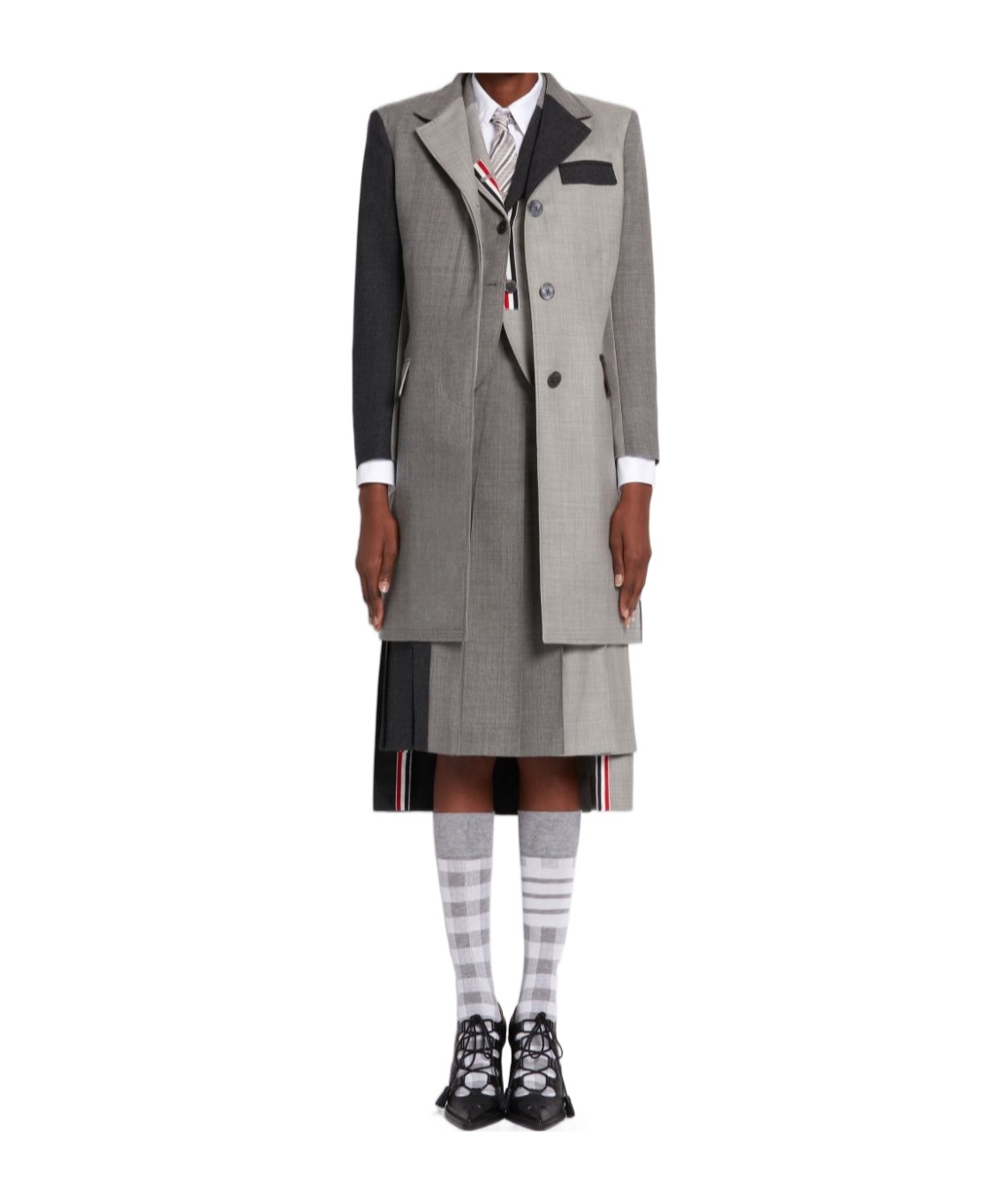 Thom Browne Grey Fun-mix Wool 2 Ply Fresco High Armhole Jacket In Gray