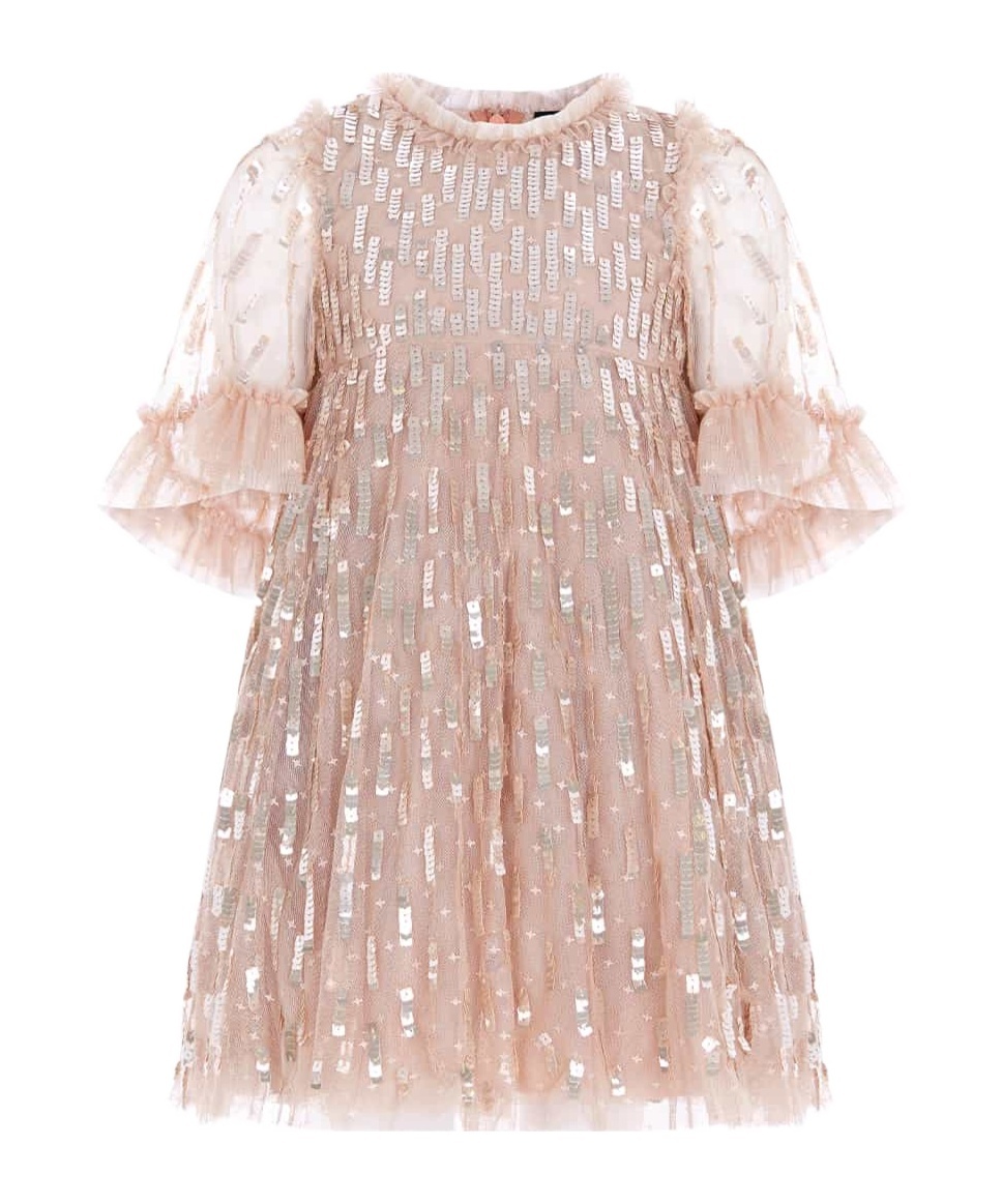 Needle & Thread Sequin Dash Tulle Dress In Nude