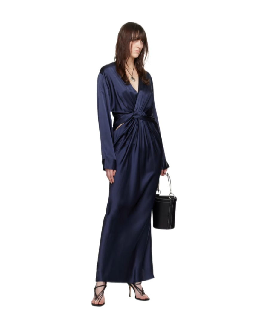 Christopher Esber Triquetra Twist Silk Dress In Blue