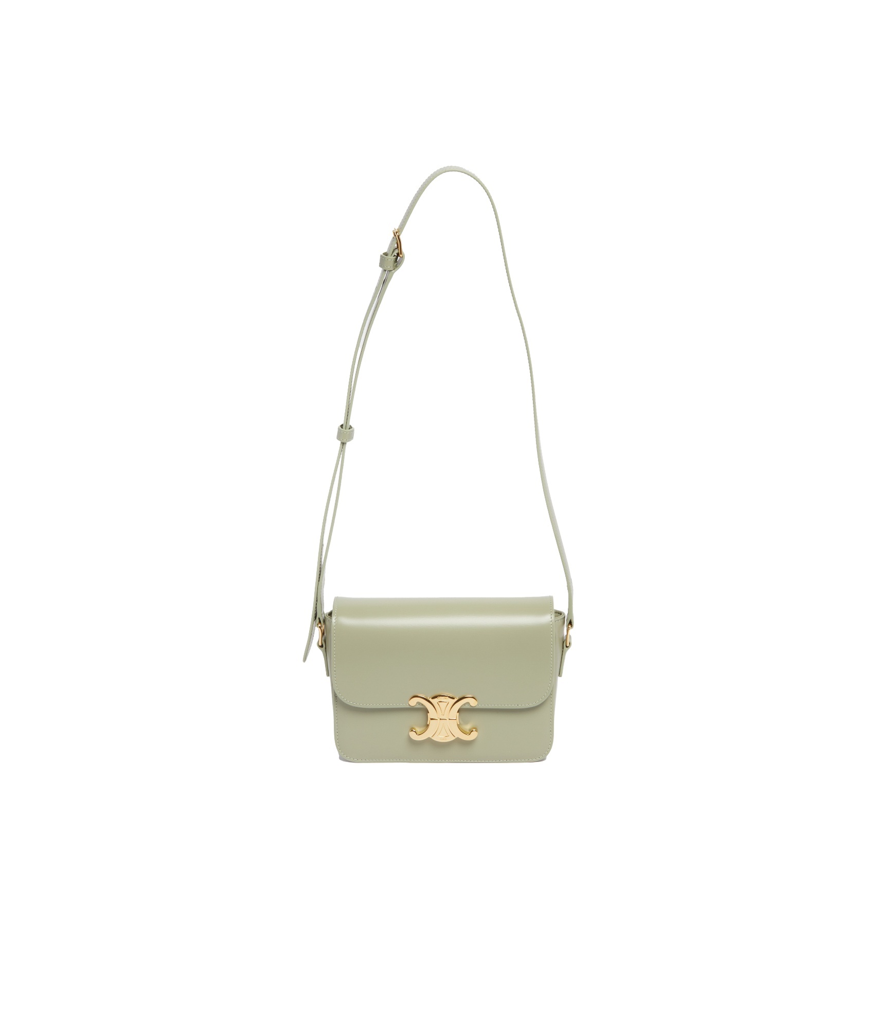 Celine Teen Triomphe Bag In Polished Calfskin In Nude