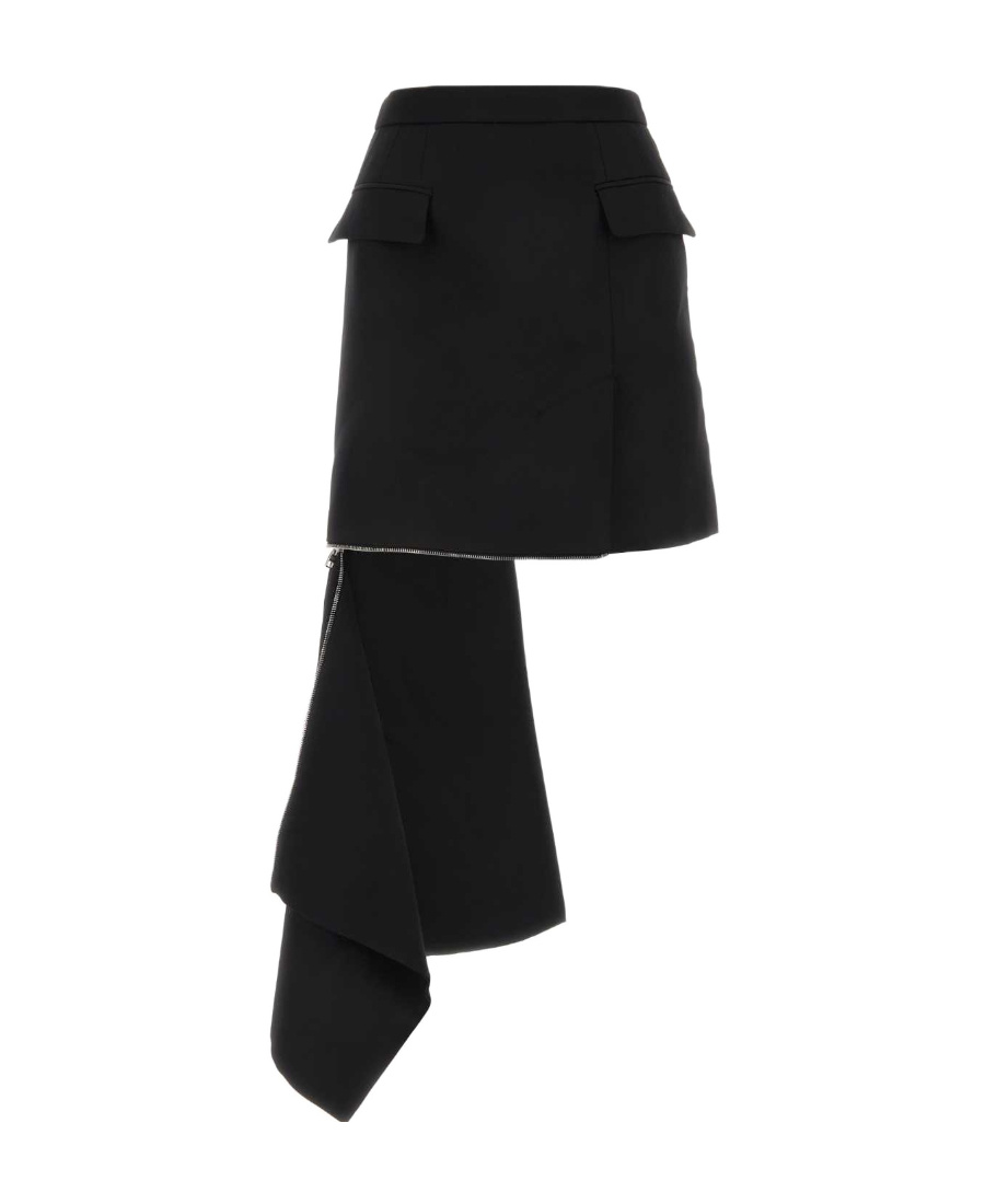 Alexander Mcqueen Zip Slash Mini Skirt In Black